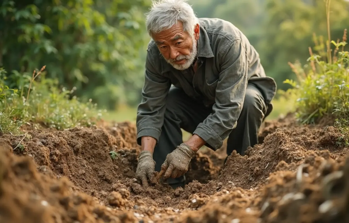 さつまいも栽培における菌ちゃん農法の土づくりと畝づくり