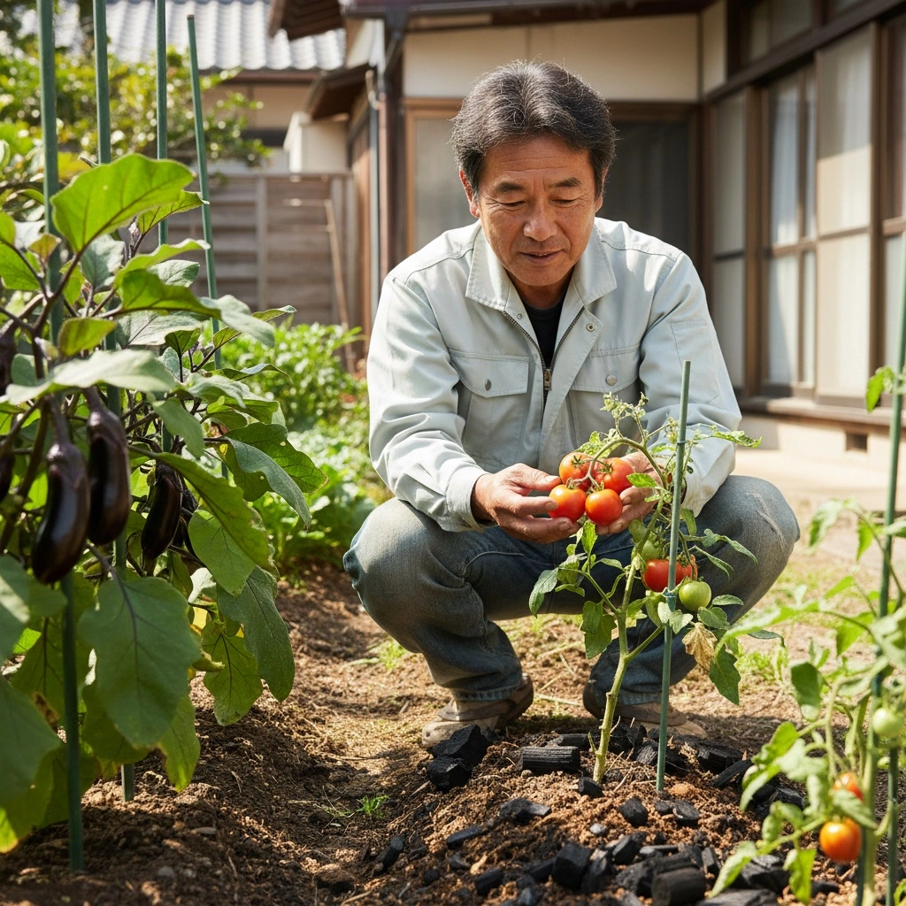 菌ちゃん農法✕竹炭の効果:家庭菜園から見える成功事例