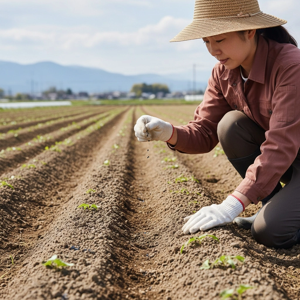 菌ちゃん農法における「種まきの深さと間隔」の最適設計