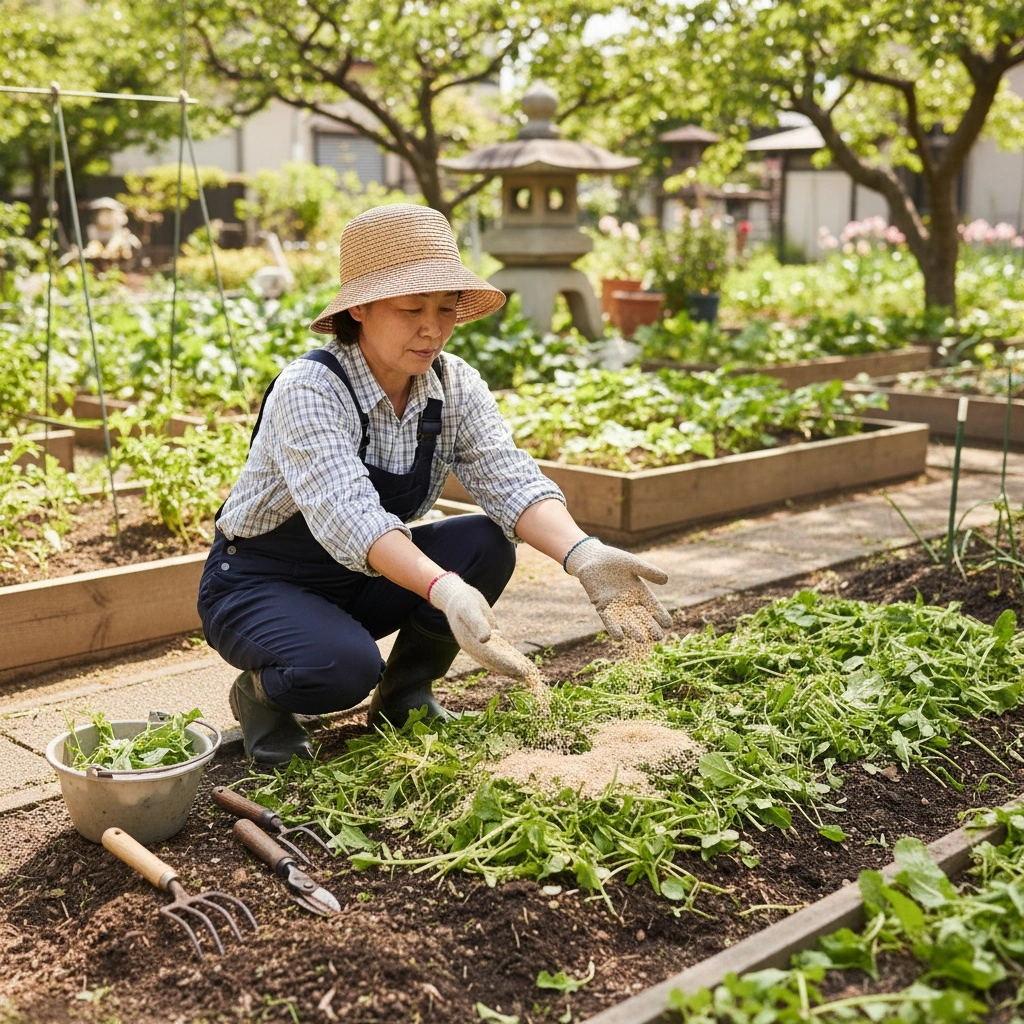 菌ちゃん農法での雑草+米ぬか利用による実践的土作り