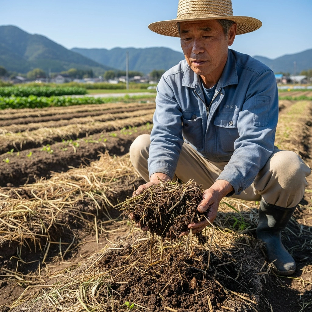 菌ちゃん農法における枝豆の土づくりと畝づくり