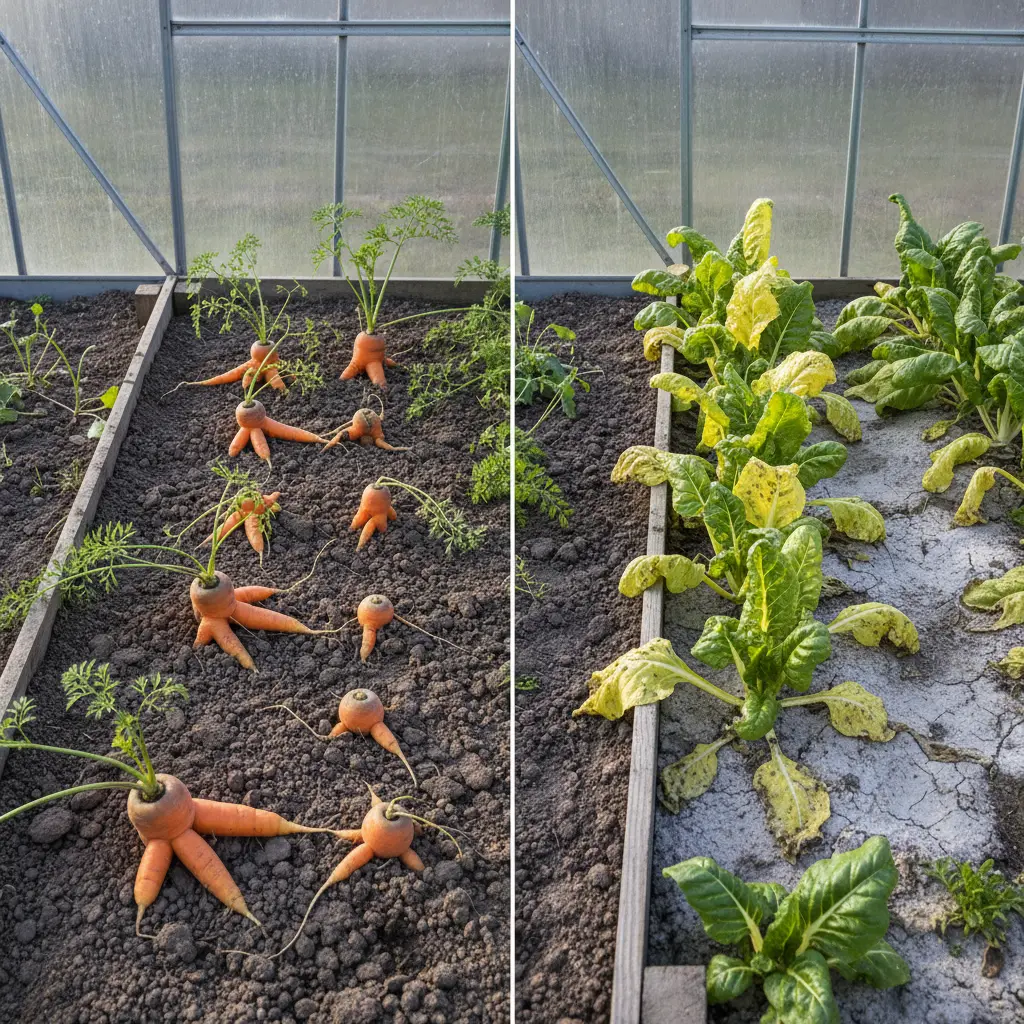 菌ちゃん農法における作物別失敗事例:黒田五寸人参とふだん草のケース