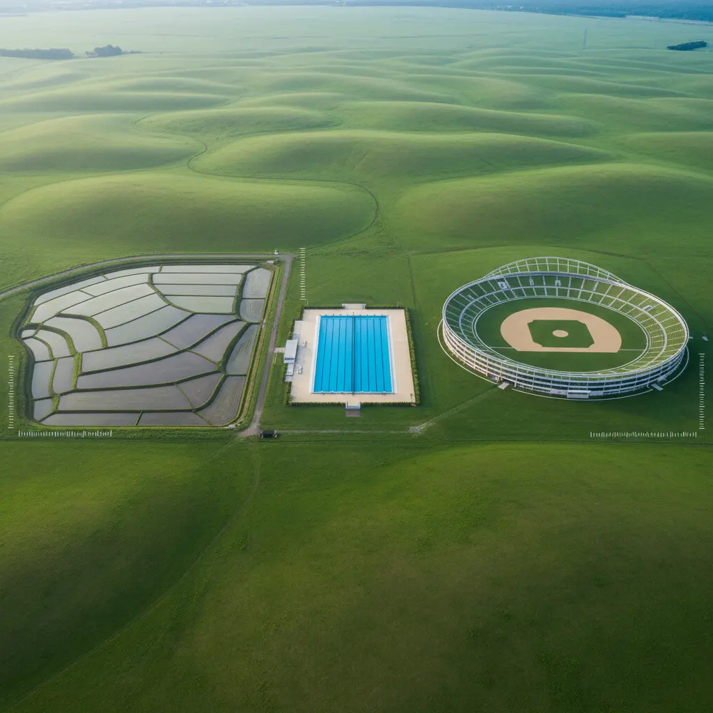 見てわかる!田んぼ一枚の広さイメージ比較