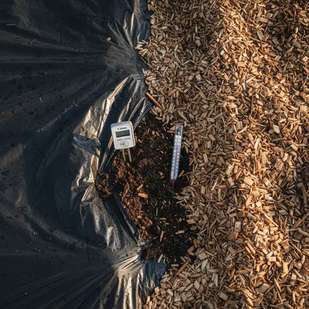 黒マルチシートと竹チップマルチの比較評価