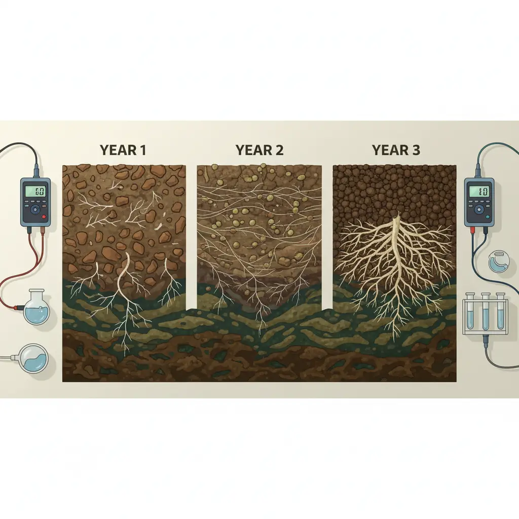 菌ちゃん農法における土壌安定化と連作障害軽減のタイムライン