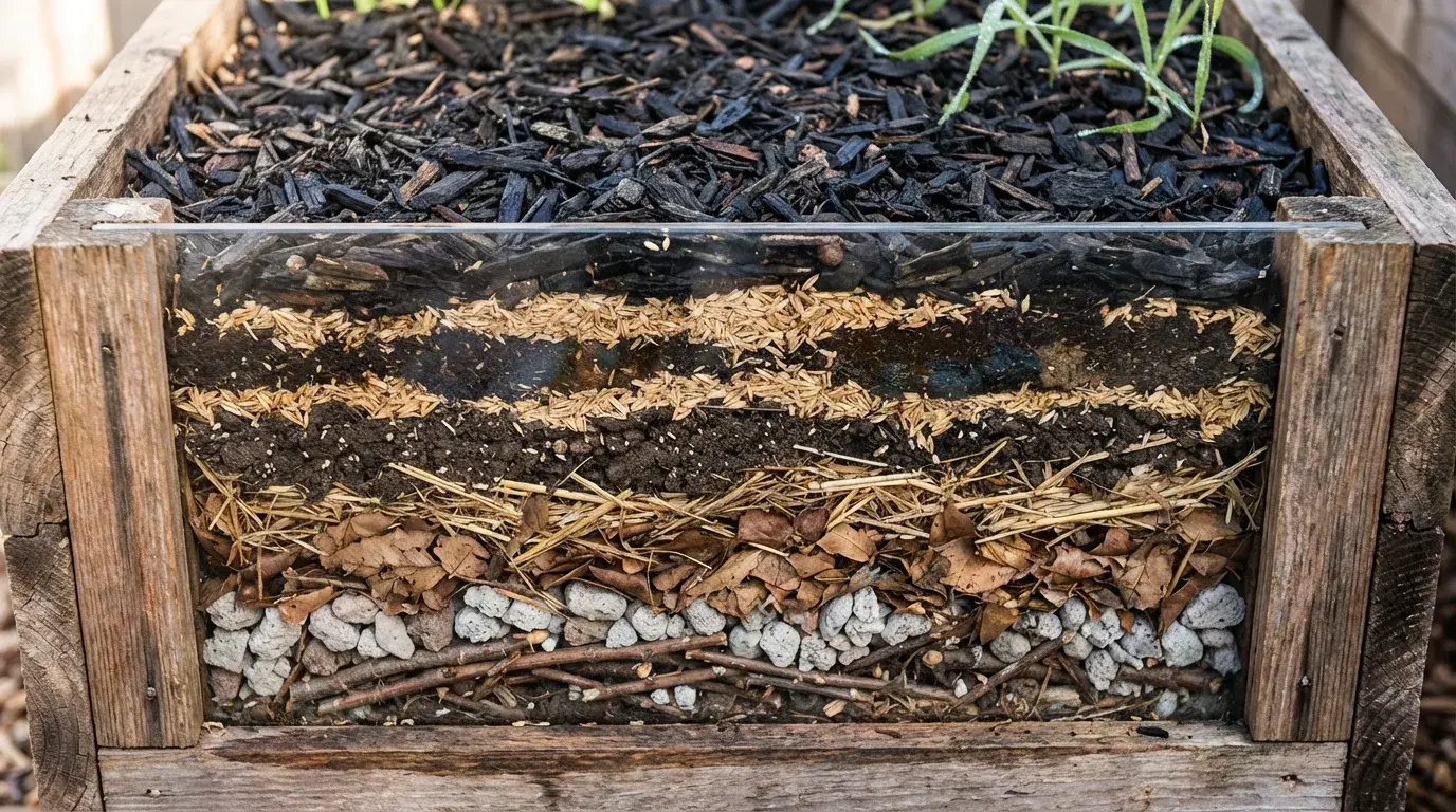 菌ちゃん農法プランターの仕込み手順(層づくりと保温)