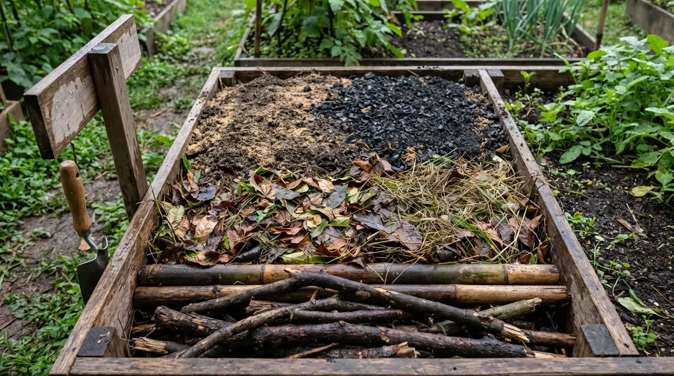 花のための菌ちゃん農法土づくり:資材選定と前処理